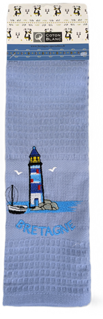 Torchon bleu clair phare Breton