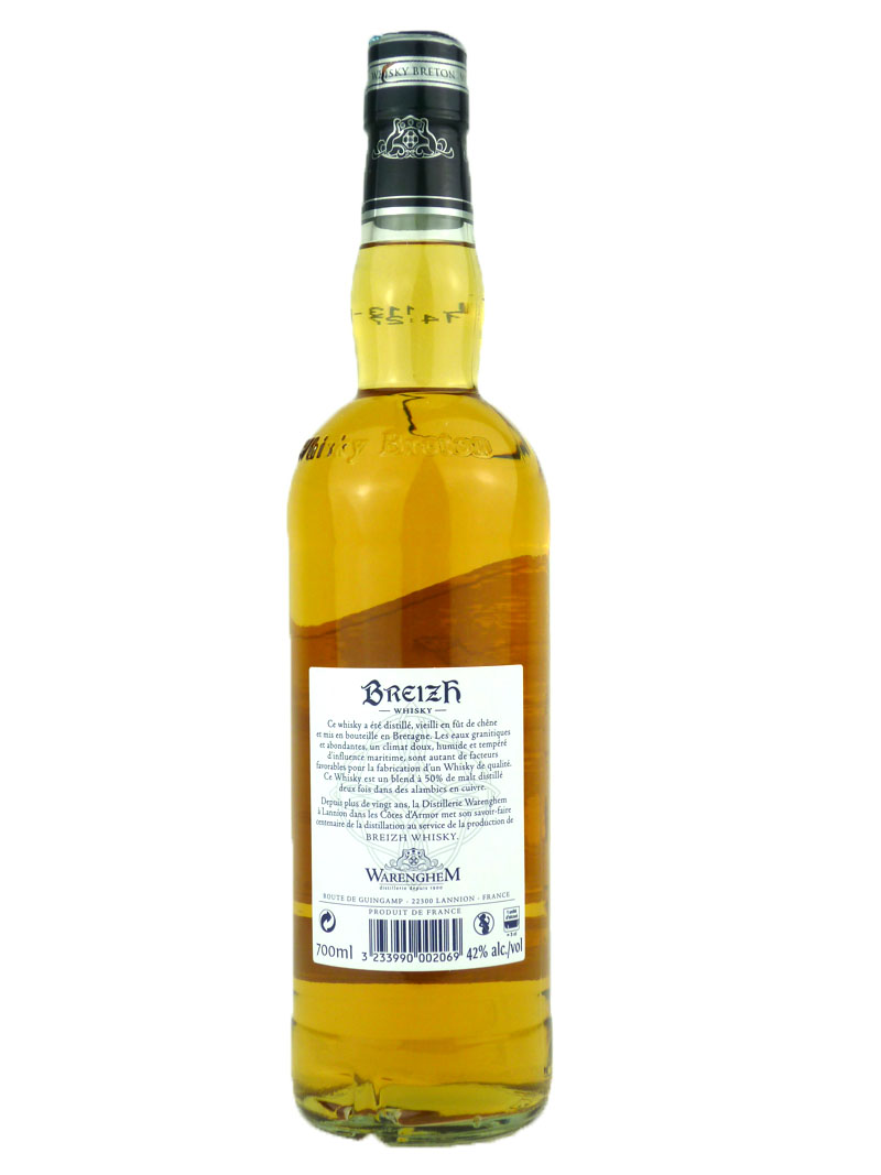 4 bouteilles de Whisky Breton, 70 cl : - BREIZH Blended…